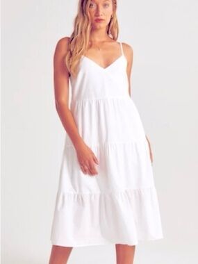 Old Navy White Tiered Spaghetti-Strap Midi Dress